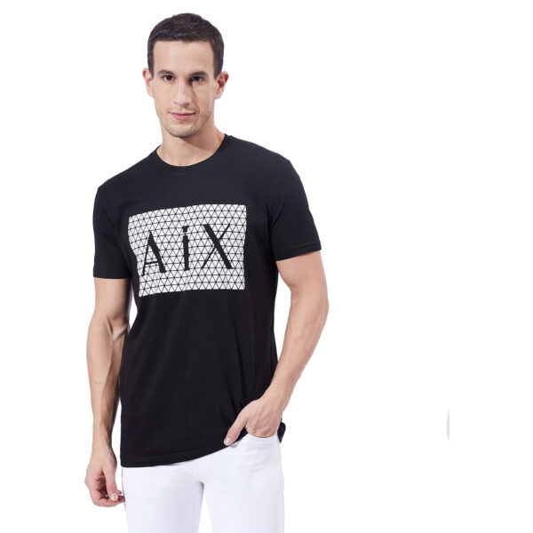 Ben Martin Men's Round Neck Half Sleeve Slim Fit Printed Cotton T-Shirt Black