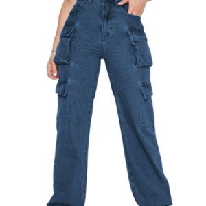 Ben Martin Women's High Rise Cargo Pants || Denim Cargo's Pants || Oversized-Jeans|| Loose Jeans Pant,S