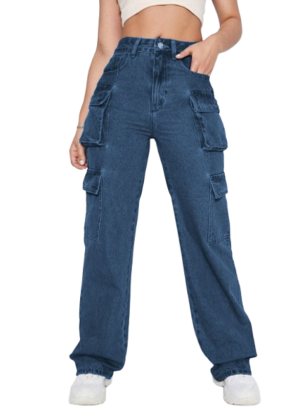 Ben Martin Women's High Rise Cargo Pants || Denim Cargo's Pants || Oversized-Jeans|| Loose Jeans Pant,S