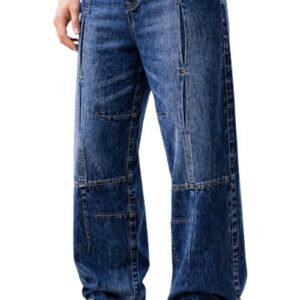 Ben Martin Blue Baggy Jeans for Men | Loose Fit Wide Leg Denim Pants | Streetwear Relaxed Fit Casual Jeans: | Stretchable Cotton Blue Jeanss