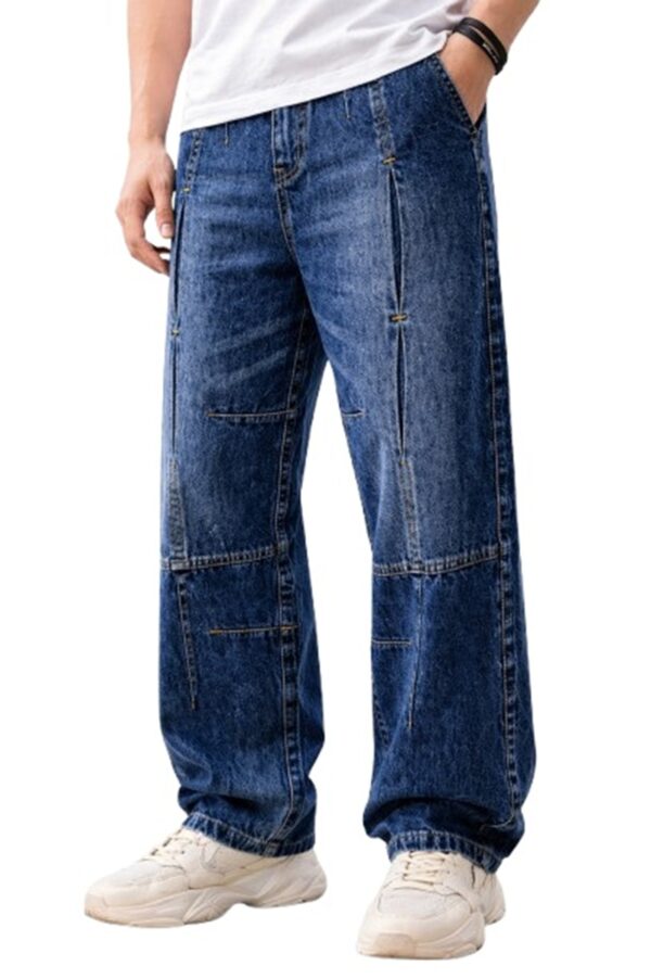Ben Martin Blue Baggy Jeans for Men | Loose Fit Wide Leg Denim Pants | Streetwear Relaxed Fit Casual Jeans: | Stretchable Cotton Blue Jeanss