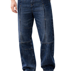 Ben Martin Blue Men Jeans || Baggy Fit Denim Pants for Man || Loose Wide Leg Streetwear Jeans: || Panelled Designer Jins || Stretchable Cotton Casual Wear Pants Men: