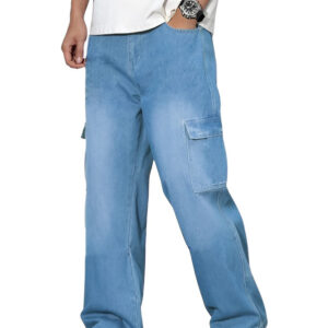 Ben Martin Men's Denim Cotton Cargo Jeans || Stretchable Baggy Fit || High Waist Loose Cargos for Men with Box Pockets || Stylish Gen-Z Streetwear || Sizes 28Ã¢â‚¬â€œ40 || Black, Khaki, Grey & More