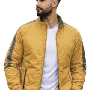 Ben Martin Men’s Stylish Reversible Bomber Jacket || Mustard & Olive Jacket For Men || Lightweight Nylon Winter Jacket with Ribbed Cuffs || Casual & Smart Winter Wear || Double Sided Winter Jackets.